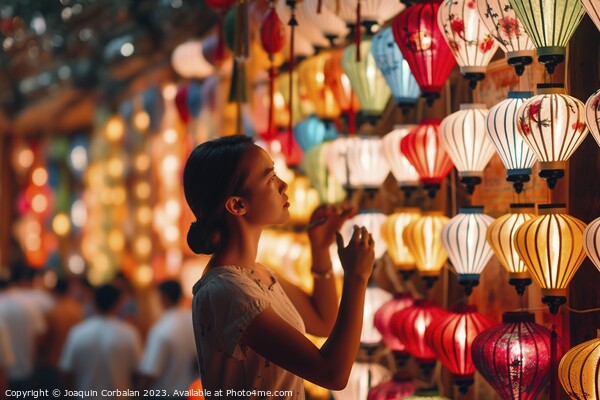 A Vietnamese woman carefully selects and orders beautifully lit  Picture Board by Joaquin Corbalan