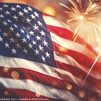 Buy canvas prints of Celebration with patriotic american flag background. Ai generate by Joaquin Corbalan