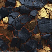 Buy canvas prints of Cracked floor background with golden veins. Ai generated. by Joaquin Corbalan