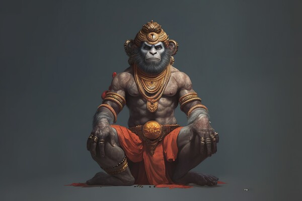 Representation of Hanuman, Hindu monkey god. Ai generated. Picture Board by Joaquin Corbalan
