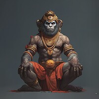Buy canvas prints of Representation of Hanuman, Hindu monkey god. Ai generated. by Joaquin Corbalan