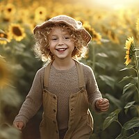 Buy canvas prints of In the golden glow of a summer afternoon, a carefree boy immerse by Joaquin Corbalan