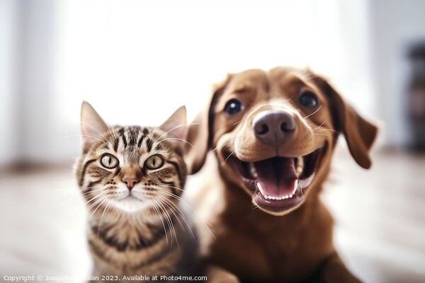 Dog and a cat are friends and they pose funny. Ai  Picture Board by Joaquin Corbalan