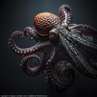 Buy canvas prints of An octopus, in studio and black background. Ai generated. by Joaquin Corbalan