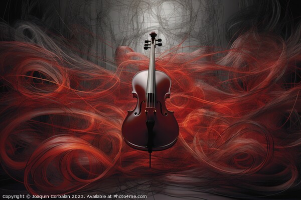 Illustration with a violin and inspiring lines of abstract desig Picture Board by Joaquin Corbalan