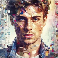Buy canvas prints of Conceptual portrait , human face is decomposed into colorful pixels. Ai generated. by Joaquin Corbalan