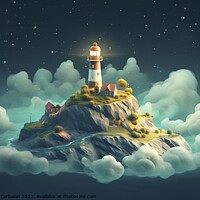 Buy canvas prints of Behold a mystical island, bathed in moonlight, floating amidst a swirling cloud of steam. Ai generated. by Joaquin Corbalan