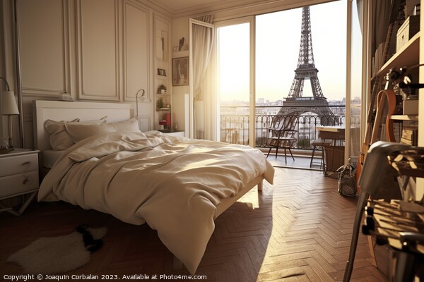 Luxurious room with views of the city of Paris. Ai generated. Picture Board by Joaquin Corbalan
