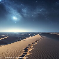 Buy canvas prints of awe-inspiring beauty of a panoramic night landscape in the desert, under a starry sky. AI Generated by Joaquin Corbalan