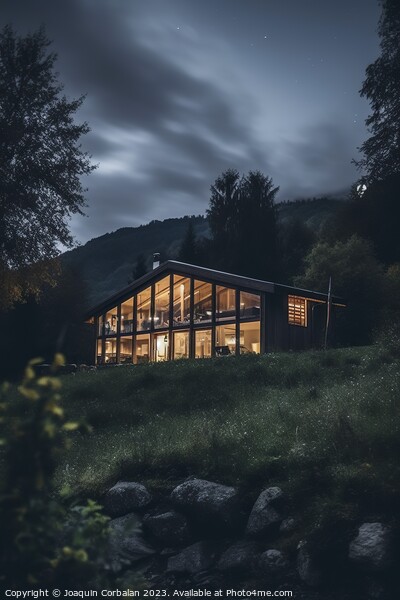 Bucolic wooden cabin on a steep mountain. Ai gener Picture Board by Joaquin Corbalan