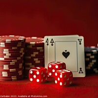 Buy canvas prints of Red dice and casino chips. Ai generated. by Joaquin Corbalan