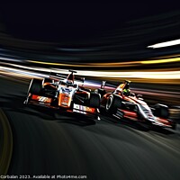 Buy canvas prints of Sports car runs through the city at high speed. Ai generated. by Joaquin Corbalan