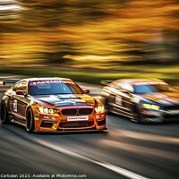 Buy canvas prints of Sports car runs through the city at high speed. Ai generated. by Joaquin Corbalan