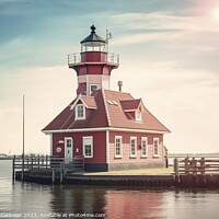 Buy canvas prints of The famous Paard lighthouse at the end of a jetty. Ai generated. by Joaquin Corbalan