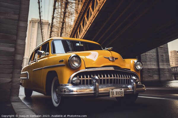 A retro New York taxi still drives through the streets of the ci Picture Board by Joaquin Corbalan
