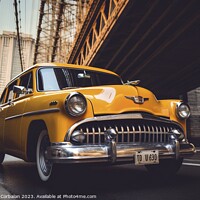 Buy canvas prints of A retro New York taxi still drives through the streets of the ci by Joaquin Corbalan