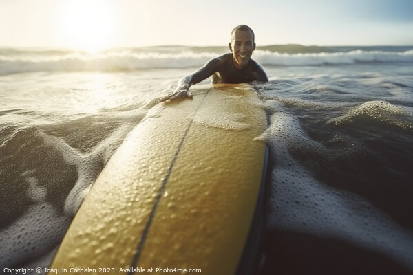Man surfs a wave with passion in summer. Ai generated. Picture Board by Joaquin Corbalan