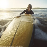 Buy canvas prints of Man surfs a wave with passion in summer. Ai generated. by Joaquin Corbalan