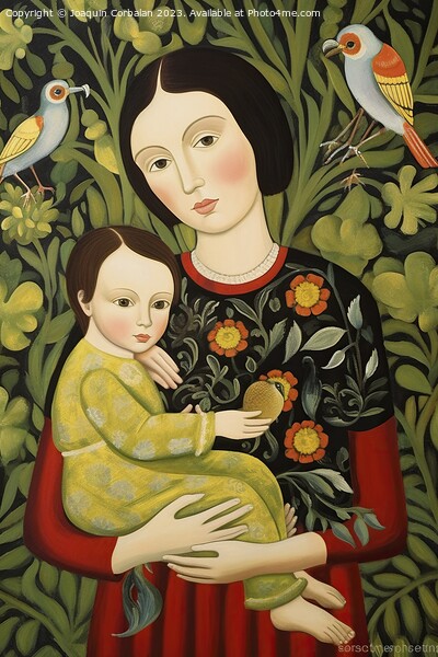 Artistic illustration of a mother with her baby, w Picture Board by Joaquin Corbalan