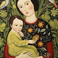 Buy canvas prints of Artistic illustration of a mother with her baby, w by Joaquin Corbalan