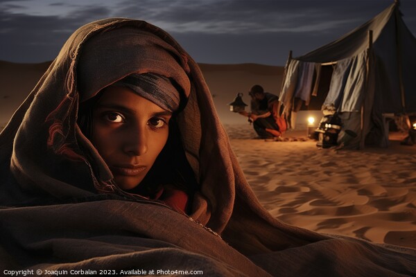 A turbaned Tuareg at night in the desert. Ai generated. Picture Board by Joaquin Corbalan