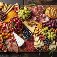 Buy canvas prints of Cheese board and pork charcuterie. Ai generated. by Joaquin Corbalan