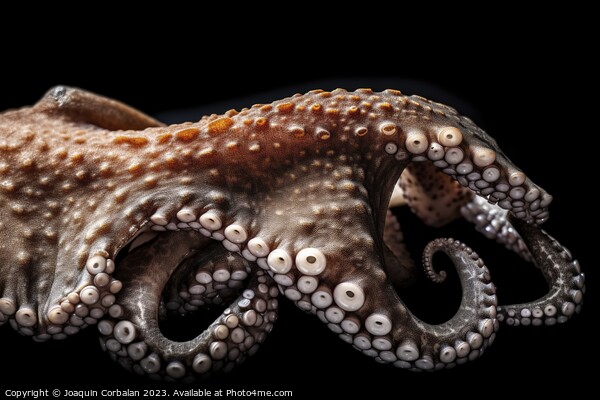 An octopus, in studio and black background. Ai generated. Picture Board by Joaquin Corbalan
