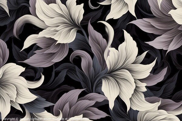 Design of a retro monochrome floral background.Ai generated Picture Board by Joaquin Corbalan