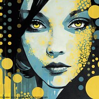 Buy canvas prints of Portrait artistic drawing, with modernist style and dots around. AI generated. by Joaquin Corbalan