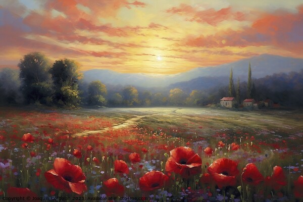Painting of a landscape, a meadow with flowers at  Picture Board by Joaquin Corbalan