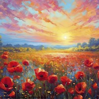 Buy canvas prints of Painting of a landscape, a meadow with flowers at  by Joaquin Corbalan
