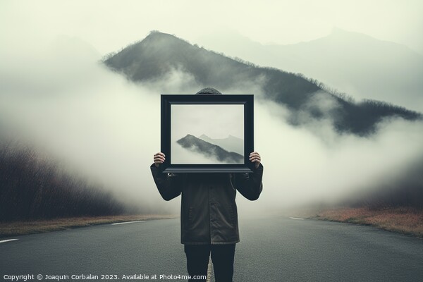 In the introspective travel concept, a man stands  Picture Board by Joaquin Corbalan