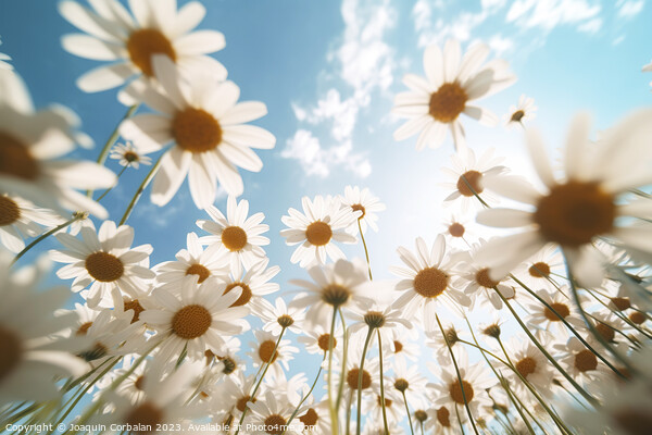 Blooming daisies, seen from below in wide angle. A Picture Board by Joaquin Corbalan