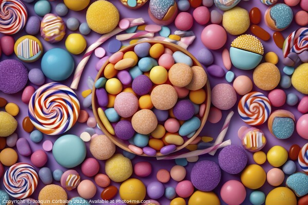 Abstract background with colored candies. Ai gener Picture Board by Joaquin Corbalan
