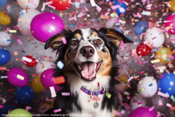 A super happy dog on his birthday, surrounded by c Picture Board by Joaquin Corbalan