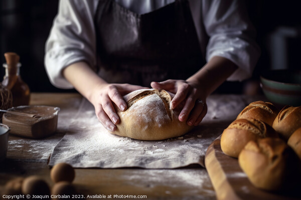 A homemade sweet bread kneaded by an expert cook.Ai generated Picture Board by Joaquin Corbalan