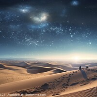 Buy canvas prints of Beautiful night landscape of the desert with the starry sky, panoramic. Ai generated. by Joaquin Corbalan