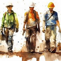 Buy canvas prints of On a white background, a group of working people, painted with brightly colored watercolors. Ai generated. by Joaquin Corbalan