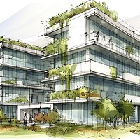 Buy canvas prints of Sketch of the planning of a sustainable residential area. Ai generated. by Joaquin Corbalan