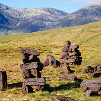 Buy canvas prints of Peat blocks, in a traditional peat bog, on the coast of Ireland by Joaquin Corbalan