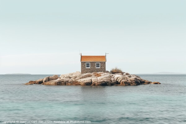 The rise in sea level leaves a small house on a promontory isolated. Picture Board by Joaquin Corbalan