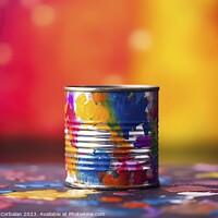 Buy canvas prints of Colorful dirty paint pot, artists material and col by Joaquin Corbalan