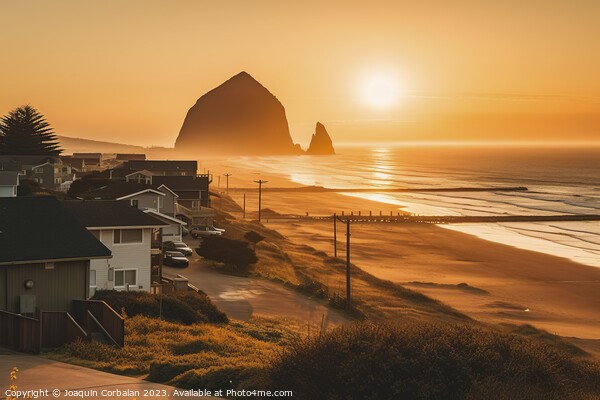 Idyllic image of the sunset in the Cannon beach ar Picture Board by Joaquin Corbalan