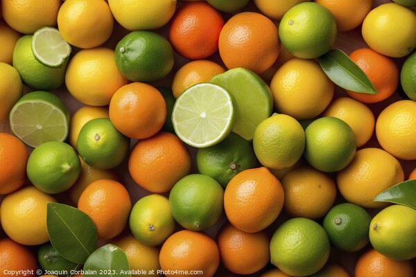 Fruit background, limes and oranges, healthy and d Picture Board by Joaquin Corbalan