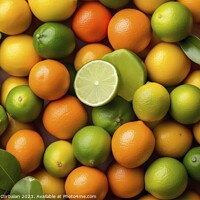 Buy canvas prints of Fruit background, limes and oranges, healthy and d by Joaquin Corbalan