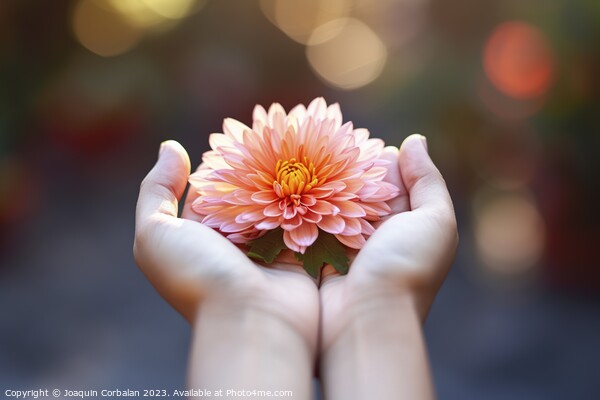 Hand holds a delicate lotus flower, peace and harm Picture Board by Joaquin Corbalan