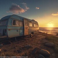 Buy canvas prints of An old caravan parked next to the beach, permanent by Joaquin Corbalan
