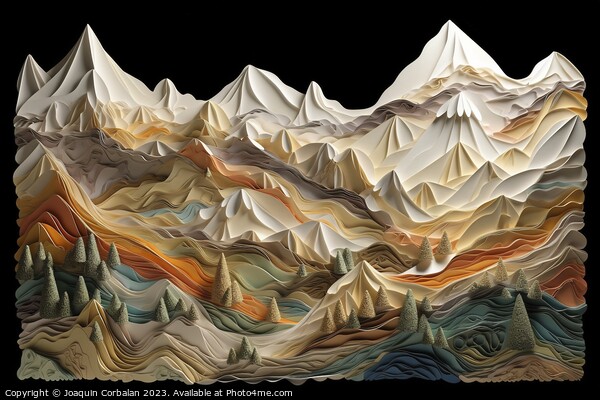 Illustration of a landscape created with folded ma Picture Board by Joaquin Corbalan