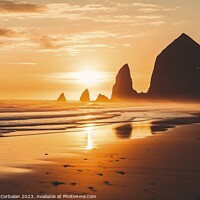 Buy canvas prints of Idyllic image of the sunset in the Cannon beach area, Oregon. by Joaquin Corbalan