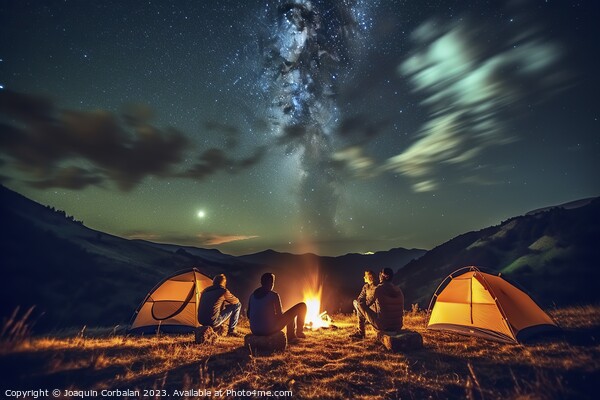 Scouts set up a tent camp at the top of the hill f Picture Board by Joaquin Corbalan